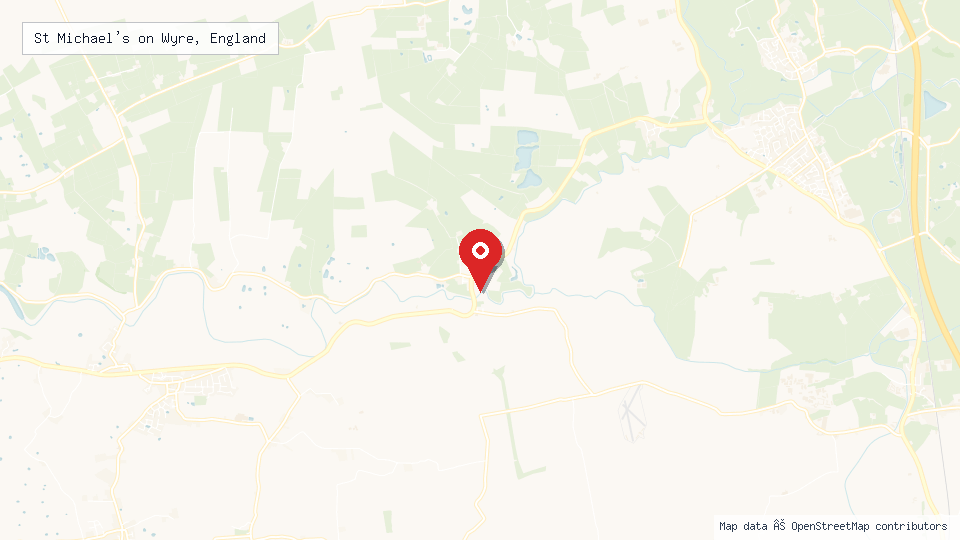 Street map of St Michael's on Wyre, England with location pin