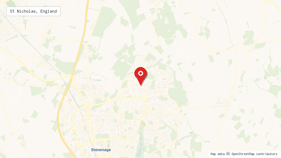 Street map of St Nicholas, England with location pin