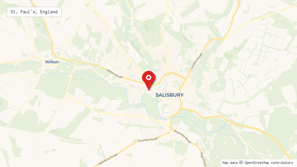 Street map of St. Paul's, England with location pin