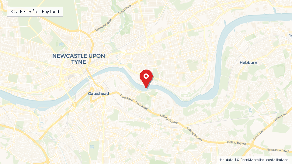 Street map of St. Peter's, England with location pin