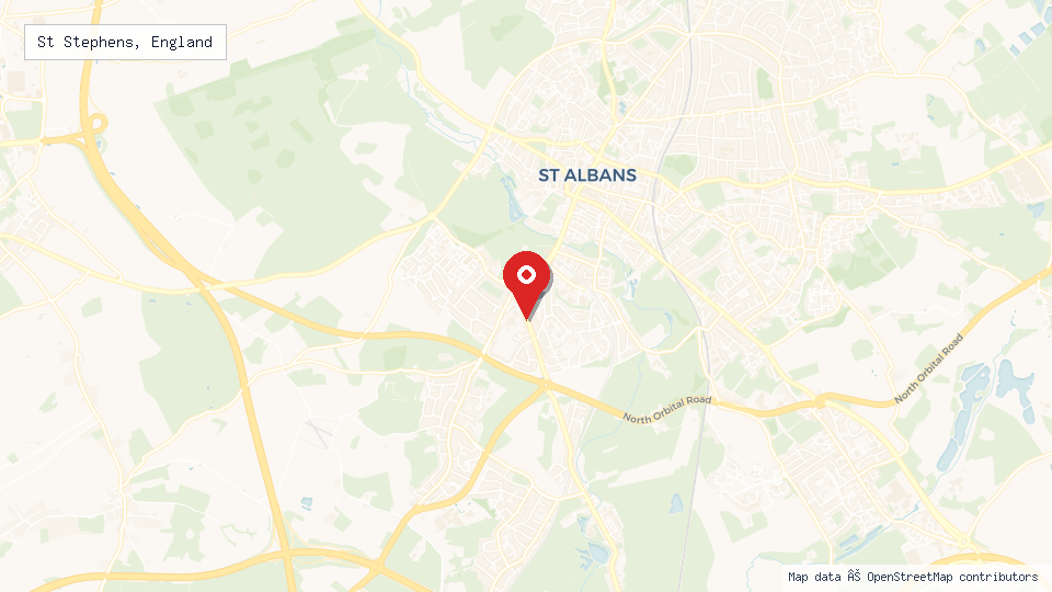 Street map of St Stephens, England with location pin
