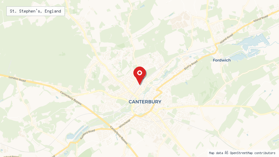 Street map of St. Stephen's, England with location pin