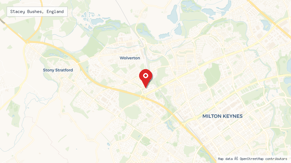 Street map of Stacey Bushes, England with location pin