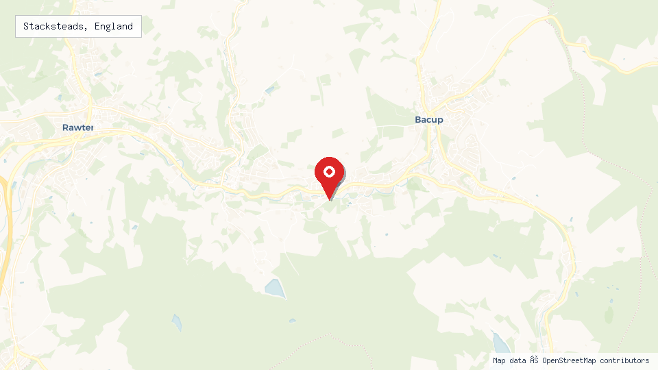 Street map of Stacksteads, England with location pin