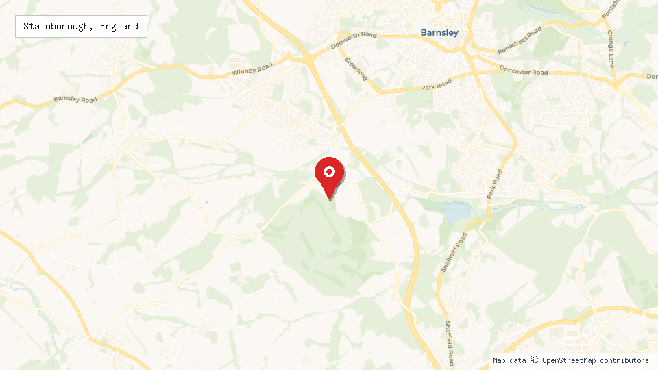Street map of Stainborough, England with location pin