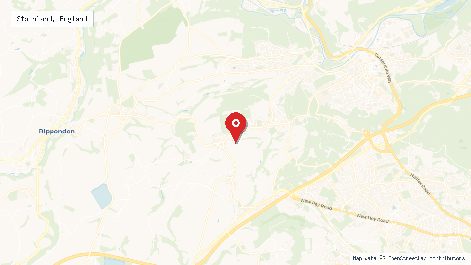 Street map of Stainland, England with location pin
