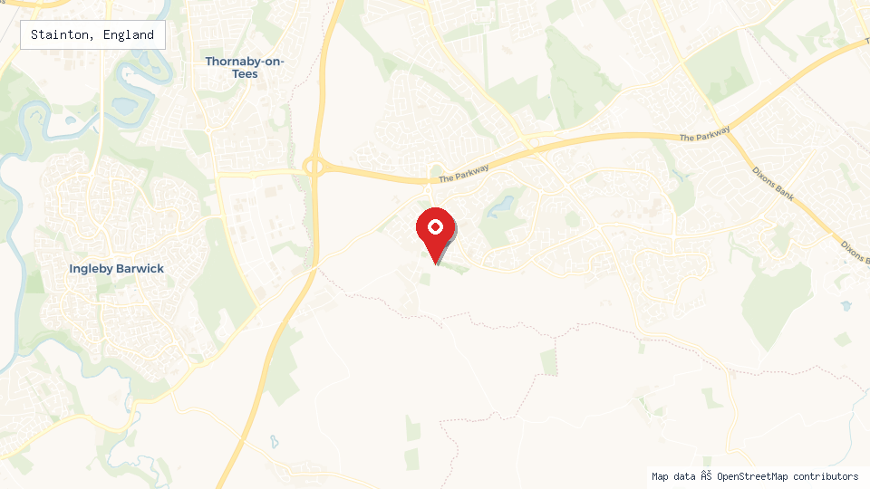 Street map of Stainton, England with location pin