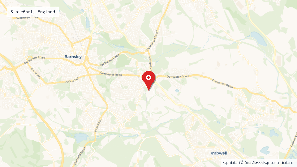 Street map of Stairfoot, England with location pin