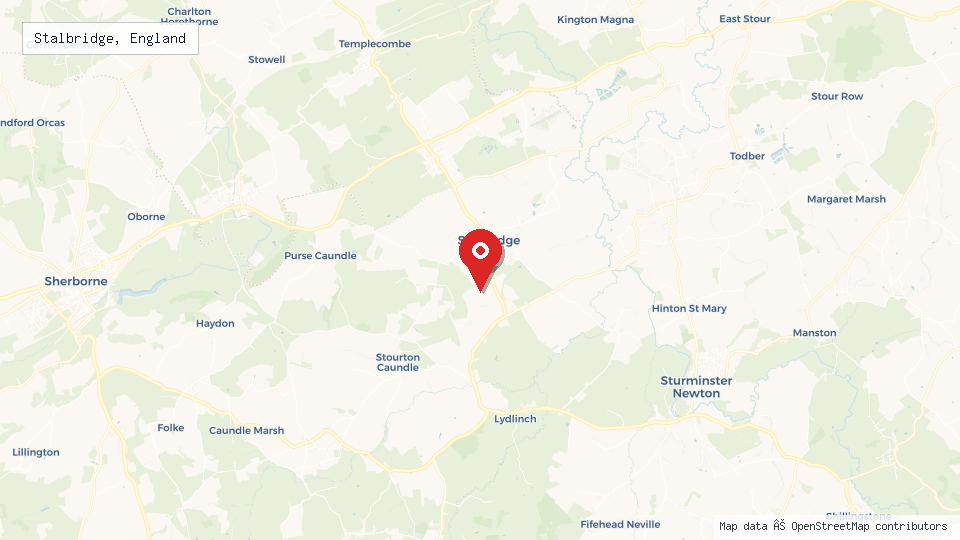 Street map of Stalbridge, England with location pin
