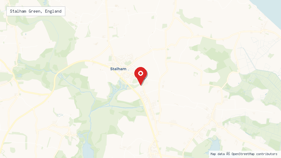Street map of Stalham Green, England with location pin