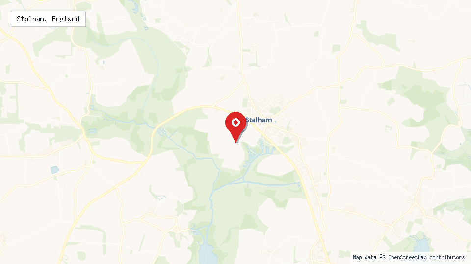 Street map of Stalham, England with location pin