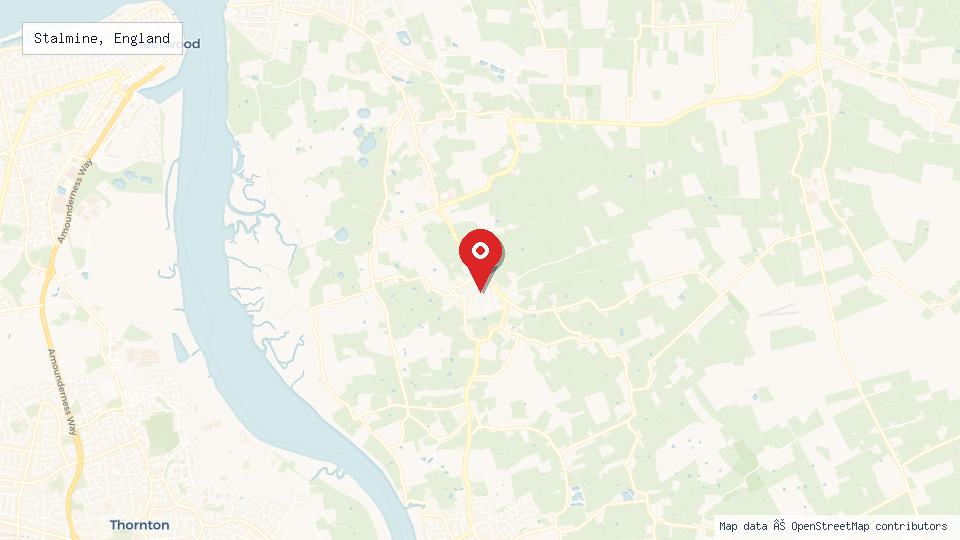 Street map of Stalmine, England with location pin
