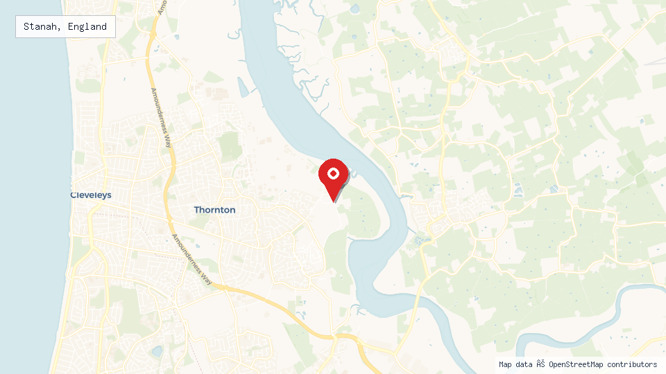 Street map of Stanah, England with location pin