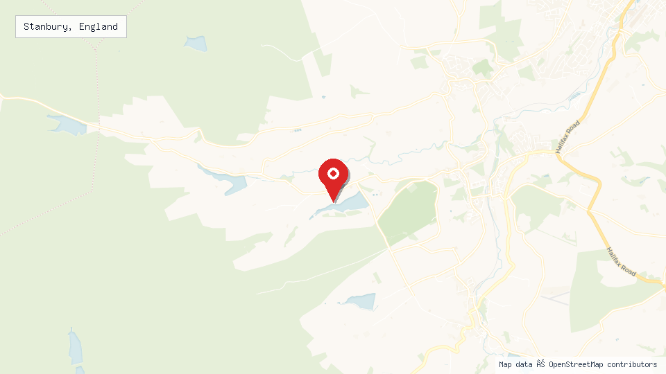 Street map of Stanbury, England with location pin