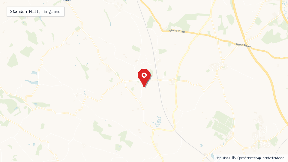 Street map of Standon Mill, England with location pin