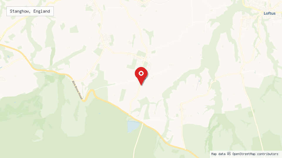 Street map of Stanghow, England with location pin