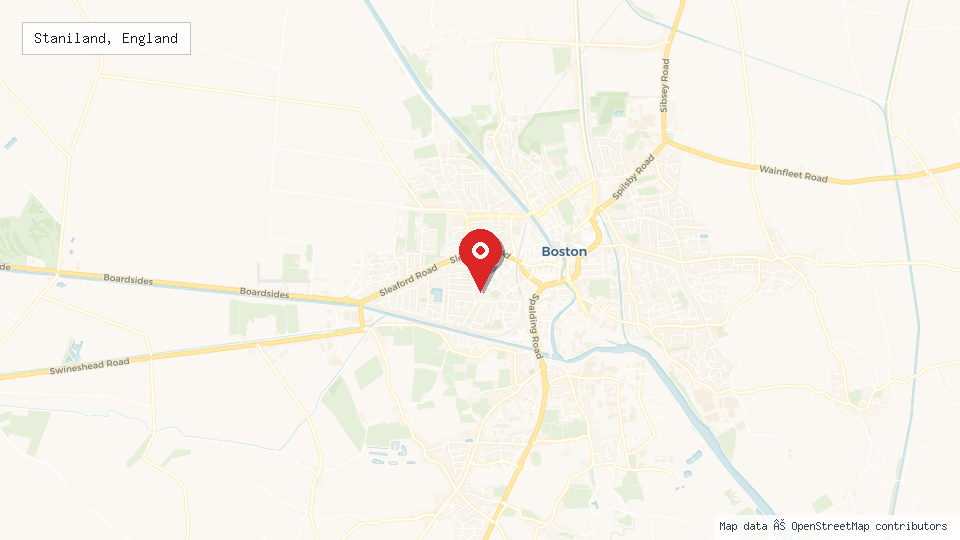 Street map of Staniland, England with location pin