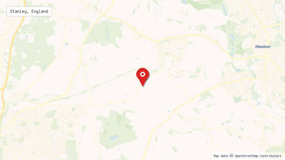 Street map of Stanley, England with location pin