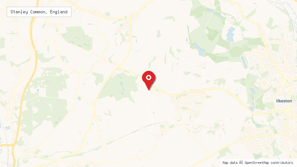 Street map of Stanley Common, England with location pin