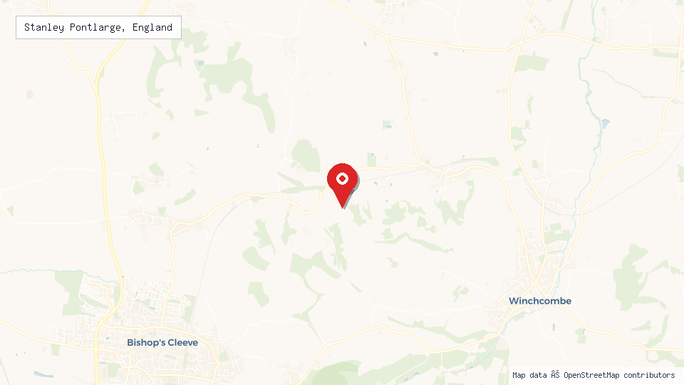 Street map of Stanley Pontlarge, England with location pin