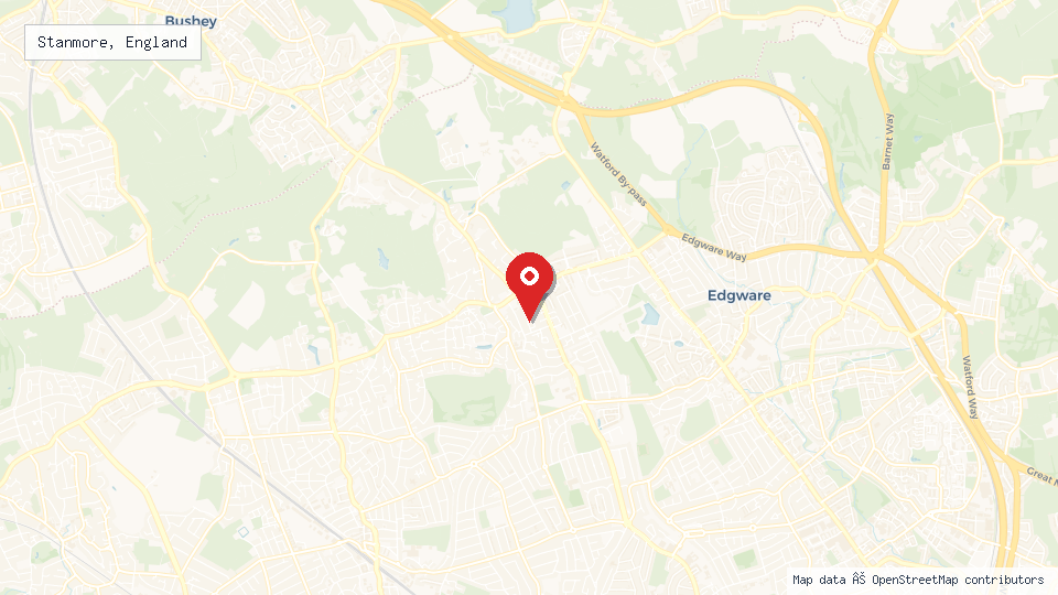 Street map of Stanmore, England with location pin