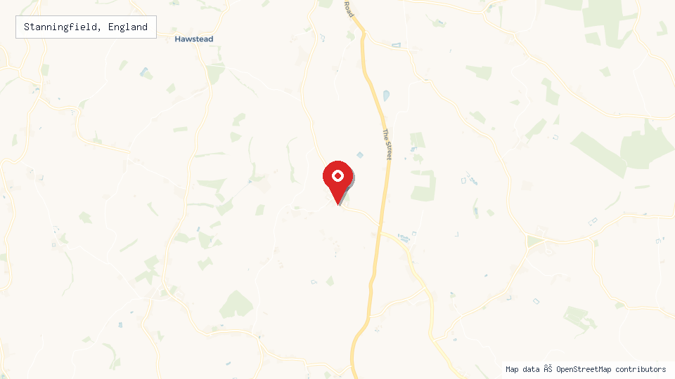 Street map of Stanningfield, England with location pin