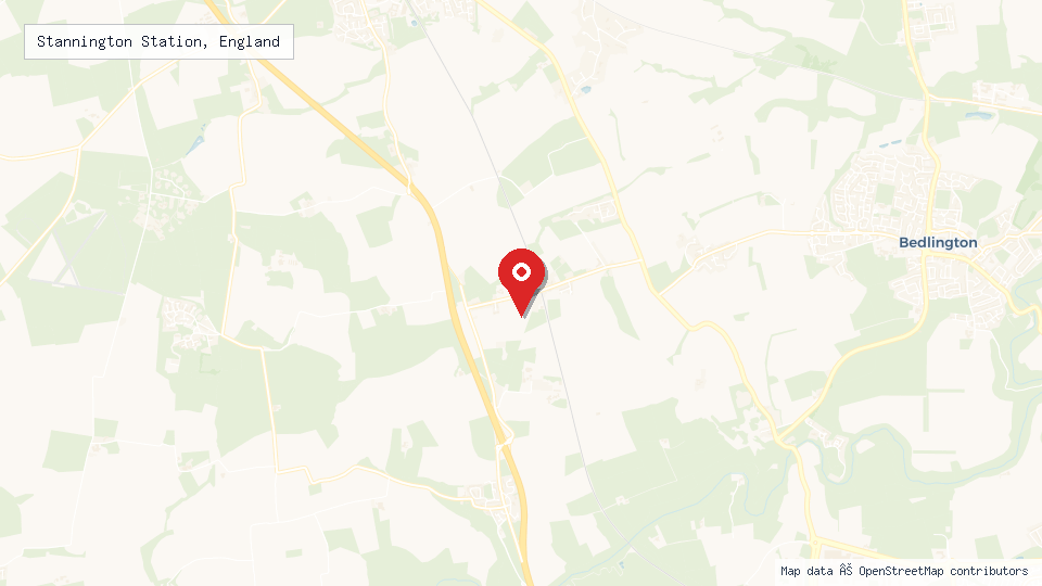 Street map of Stannington Station, England with location pin
