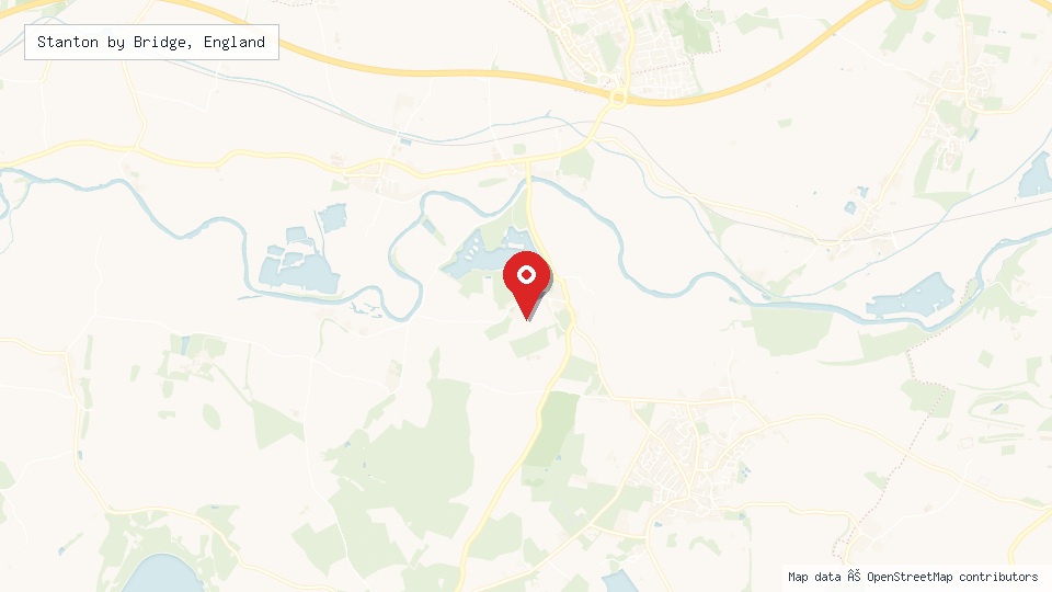 Street map of Stanton by Bridge, England with location pin