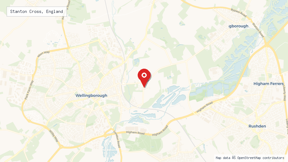Street map of Stanton Cross, England with location pin