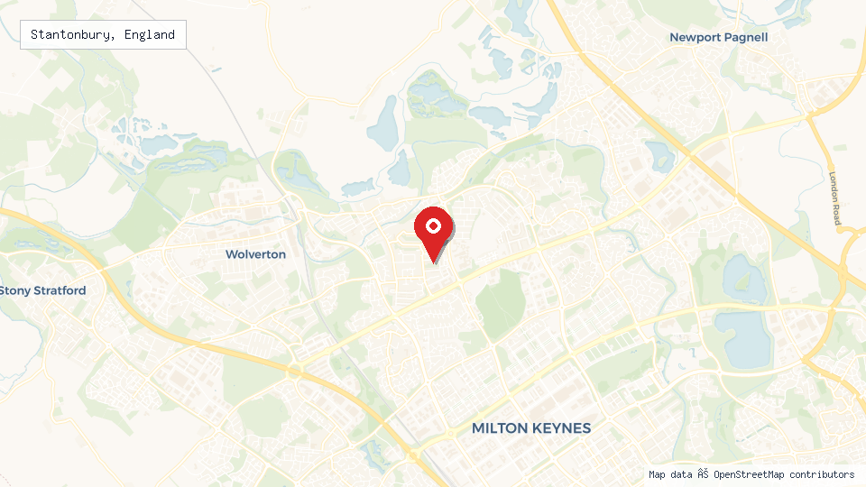 Street map of Stantonbury, England with location pin