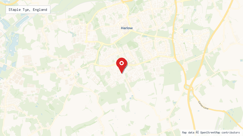 Street map of Staple Tye, England with location pin