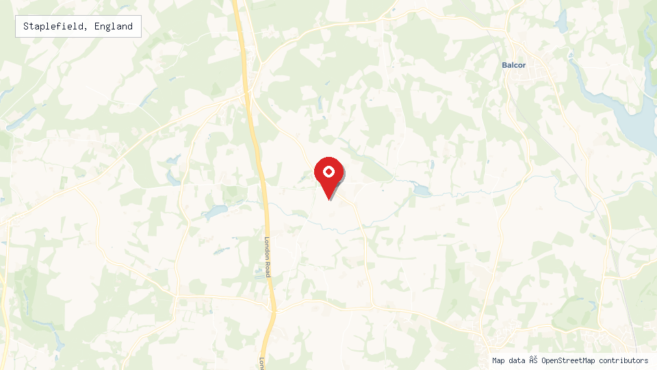 Street map of Staplefield, England with location pin