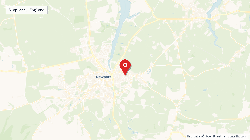 Street map of Staplers, England with location pin