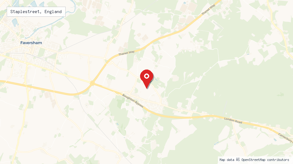 Street map of Staplestreet, England with location pin