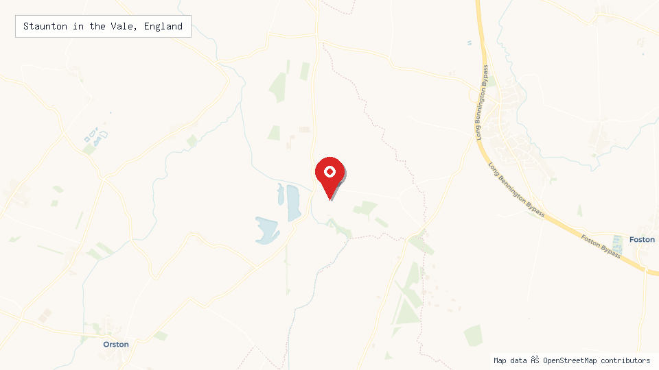 Street map of Staunton in the Vale, England with location pin