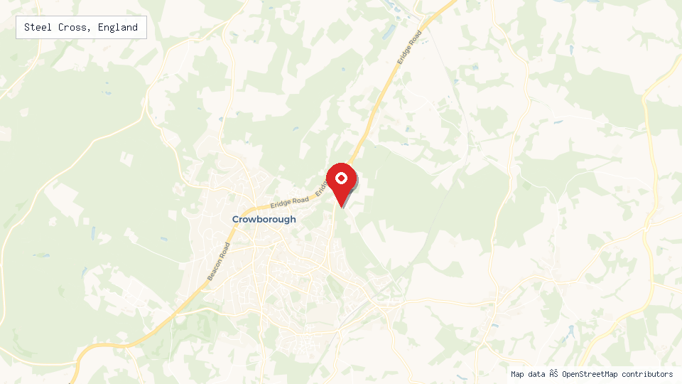 Street map of Steel Cross, England with location pin