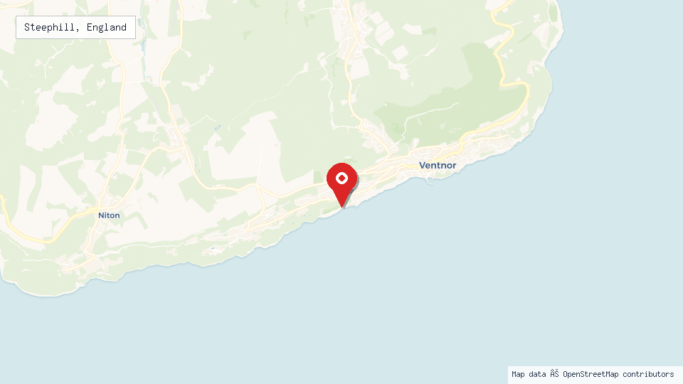 Street map of Steephill, England with location pin