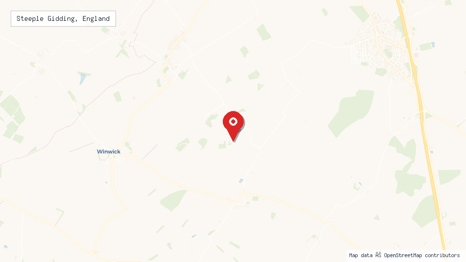 Street map of Steeple Gidding, England with location pin