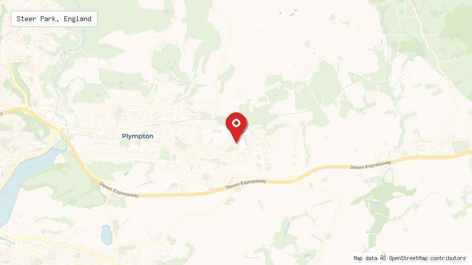 Street map of Steer Park, England with location pin