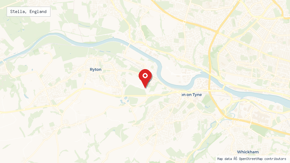 Street map of Stella, England with location pin