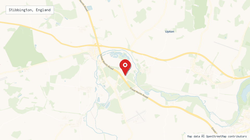 Street map of Stibbington, England with location pin
