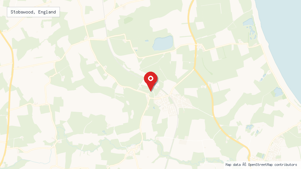 Street map of Stobswood, England with location pin