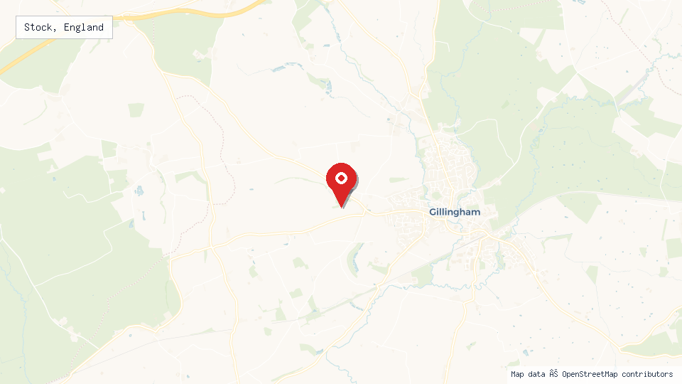 Street map of Stock, England with location pin