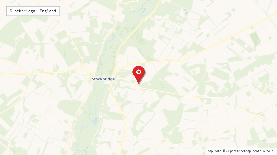 Street map of Stockbridge, England with location pin