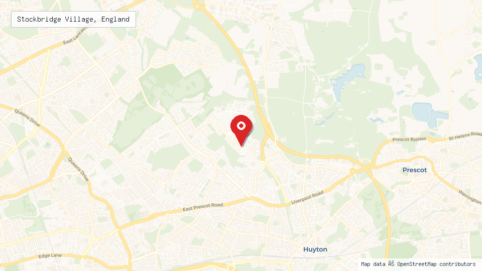 Street map of Stockbridge Village, England with location pin