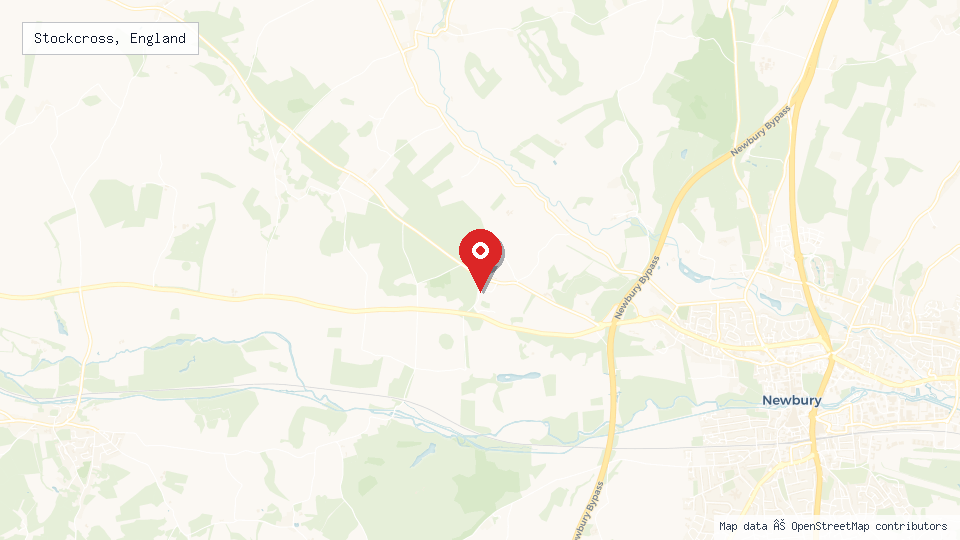 Street map of Stockcross, England with location pin