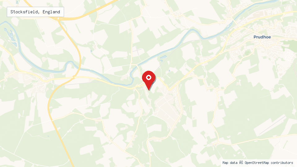 Street map of Stocksfield, England with location pin