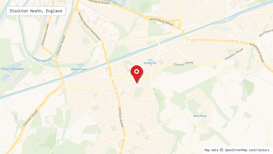 Street map of Stockton Heath, England with location pin
