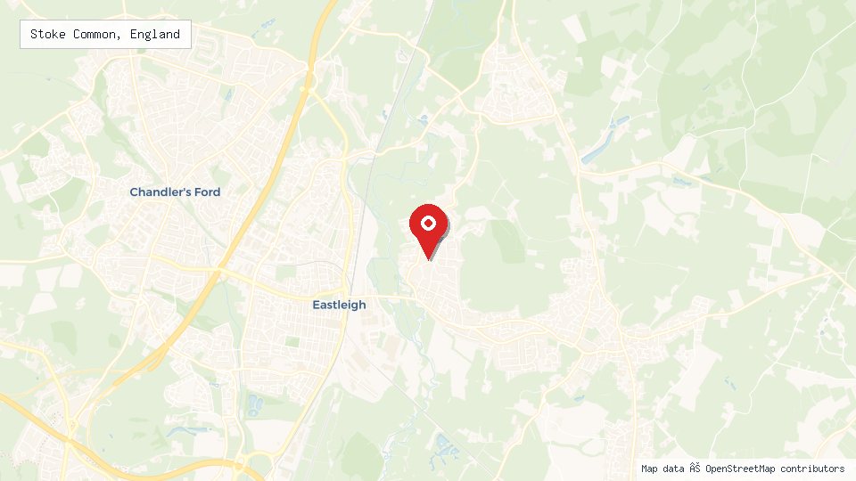 Street map of Stoke Common, England with location pin