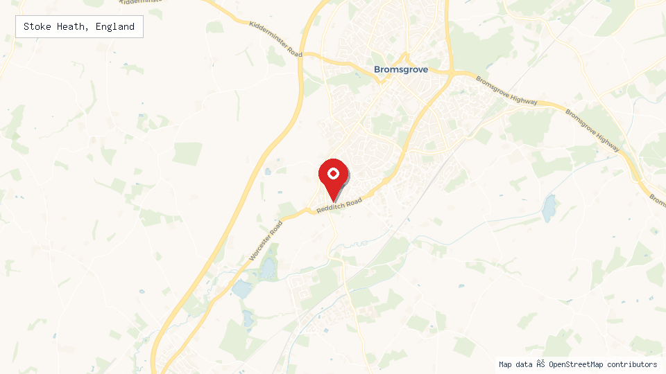 Street map of Stoke Heath, England with location pin